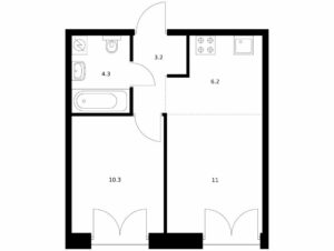 1-комнатная квартира 35 м2, 7-й этаж