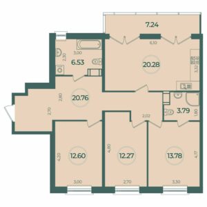3-комнатная квартира 92.18 м2, 5-й этаж