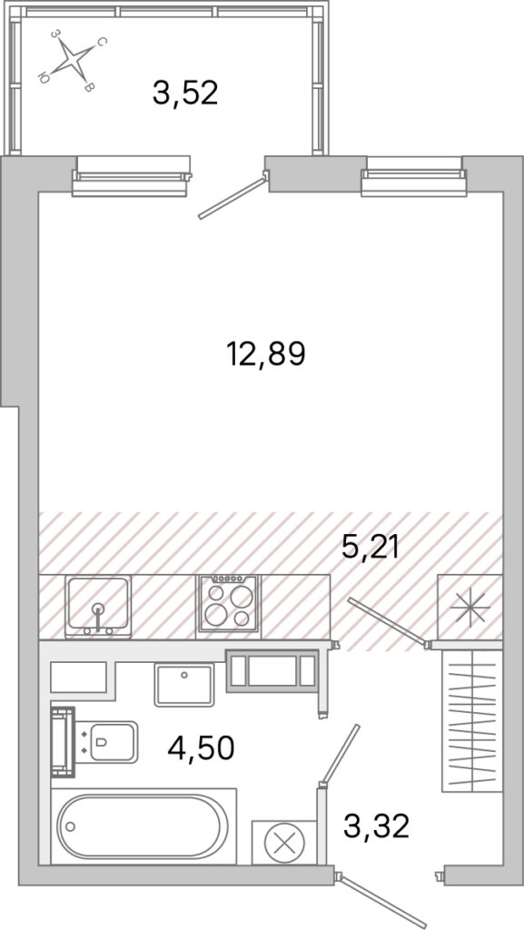 Студия 26.98 м2, 5-й этаж
