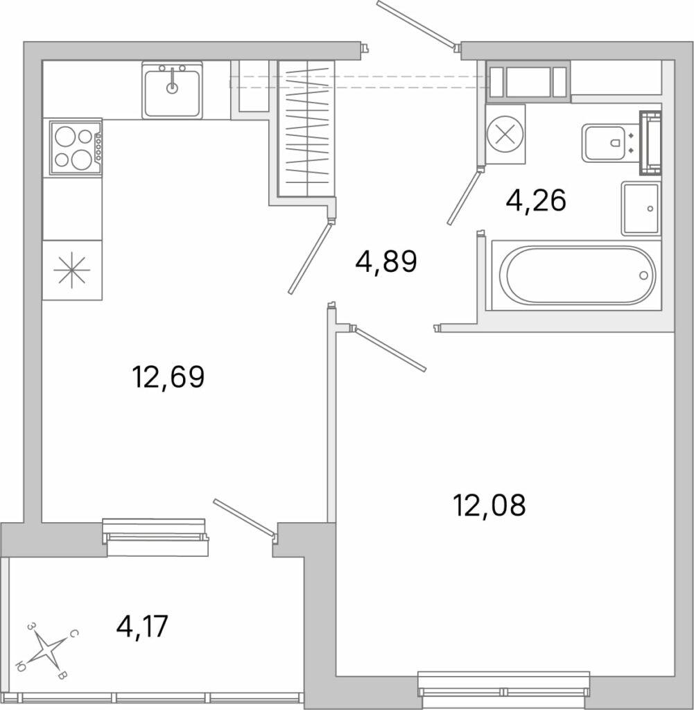 1-комнатная квартира 36.01 м2, 5-й этаж