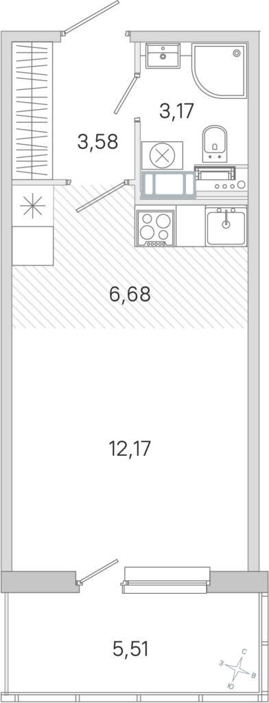 Студия 27.25 м2, 4-й этаж