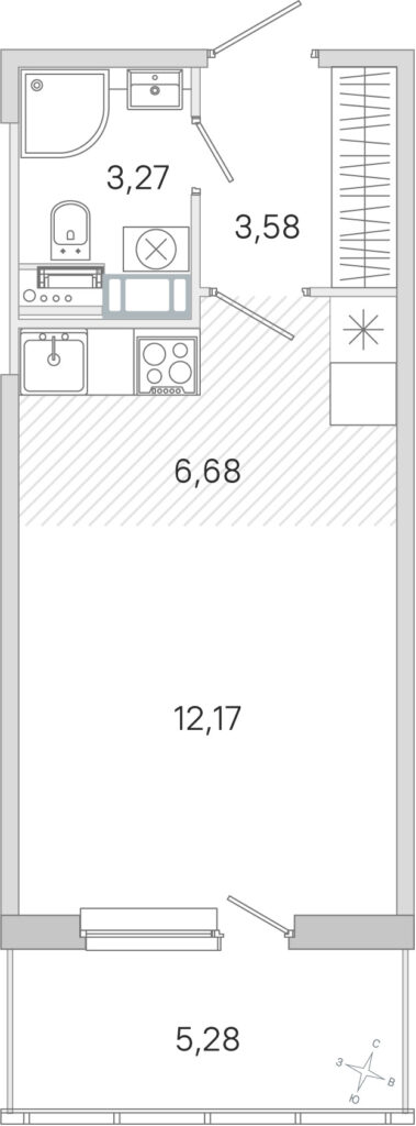 Студия 27.28 м2, 4-й этаж