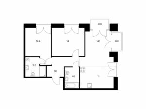 2-комнатная квартира 69.9 м2, 6-й этаж