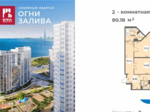 2-комнатная квартира 80.18 м2, 4-й этаж