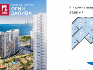 4-комнатная квартира 97.95 м2, 14-й этаж