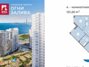 4-комнатная квартира 121.25 м2, 2-й этаж