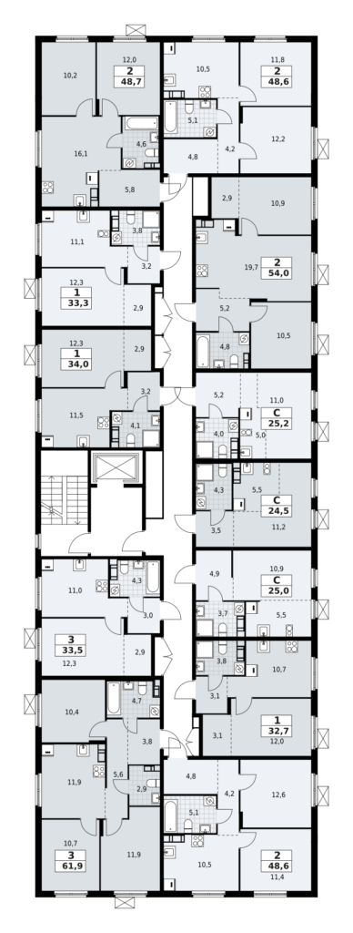 1-комнатная квартира 25.2 м2, 7-й этаж