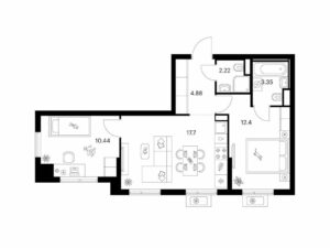 2-комнатная квартира 50.99 м2, 11-й этаж