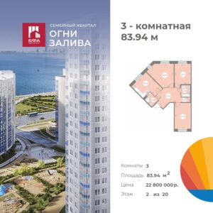 3-комнатная квартира 83.94 м2, 2-й этаж
