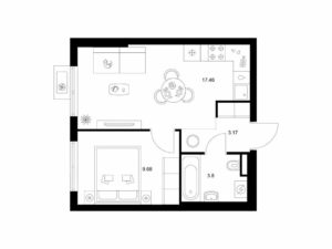 1-комнатная квартира 34.11 м2, 11-й этаж